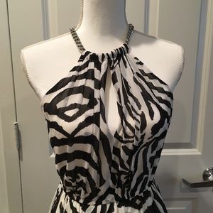 H&M zebra print chiffon maxi dress